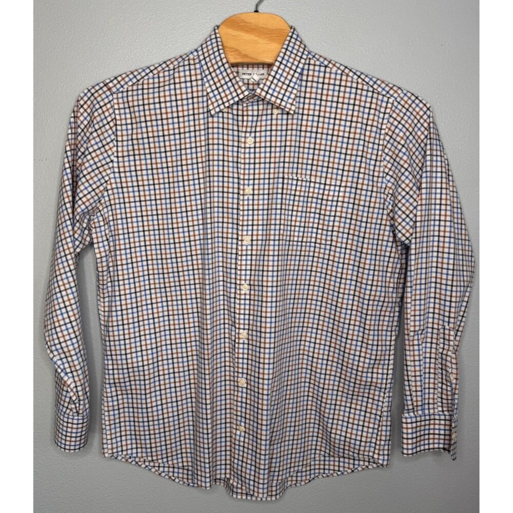 Peter Millar Blue/Multicolored Plaid Button Down Long Sleeve Classic Shirt XL
